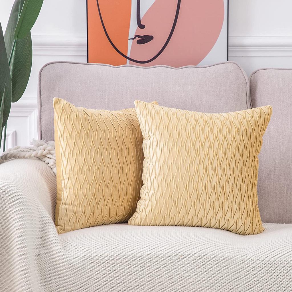 Kissenbezug für Sofa im leichten Luxusstil, einfarbig, nordisch, Ins-Kissenbezug, Samt, plissiert, gestreiftes Kissen