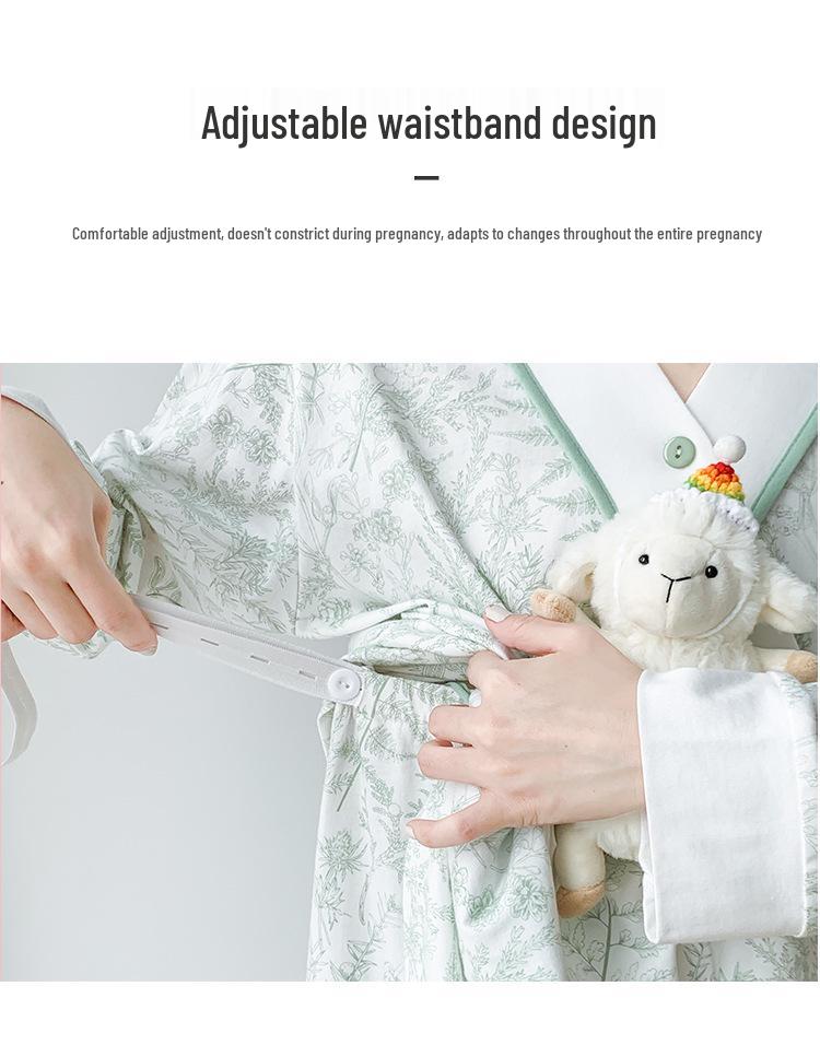 2024 Pure Cotton Maternity Kimono Pajamas - Spring/Summer Postpartum/Nursing Wear for Pregnant Women