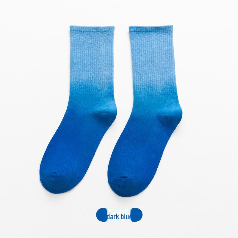 New Tie-Dye Gradient Mid-Tube Socks: Perfect for Basketball, Skateboarding, and Hip-Hop Style for Both Men and Women.