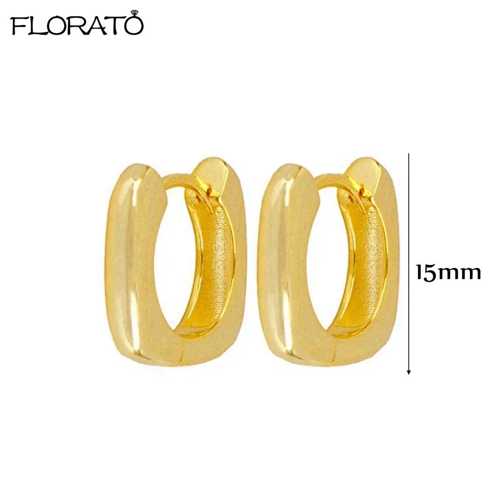 925 Silver Ear Needle Simple 10/15/25mm Hoop Earrings for Women Round Dangle Gold Earrings Fashion Korean Jewelry