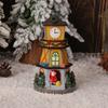 Light Up Design LED House Figurine Creative Design Clock Tower Ornament  Tabletop Display