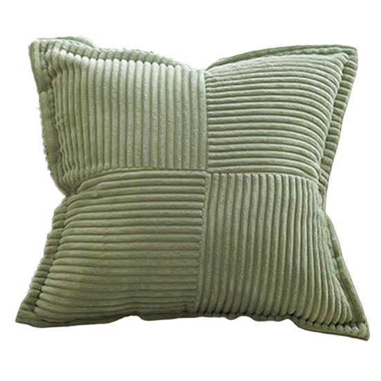 Fodera per cuscino natalizia, morbida federa decorativa quadrata in velluto a coste a righe con bordi larghi, decorazione per la casa