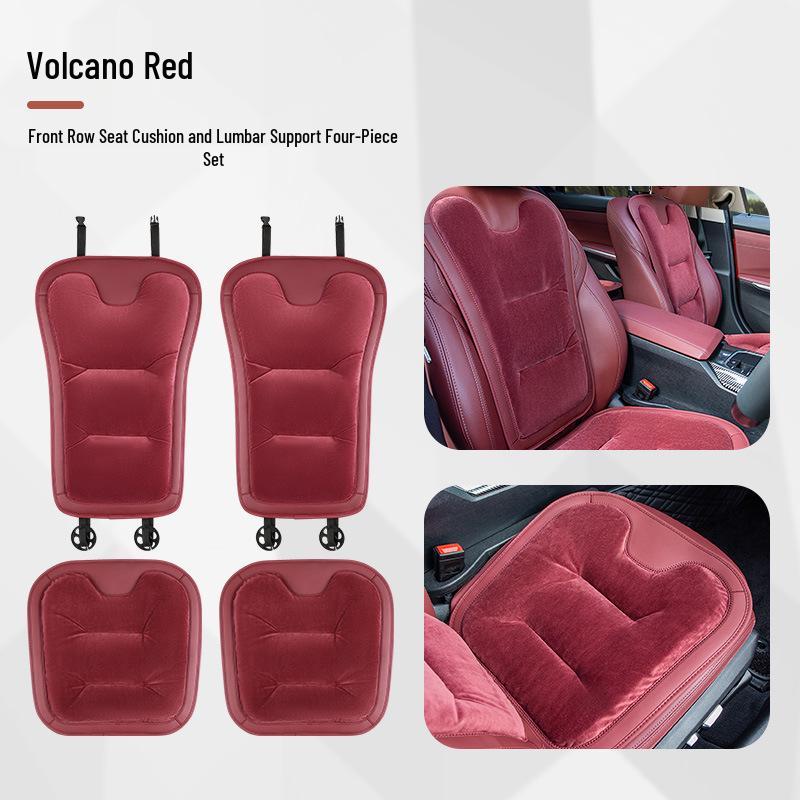 Universal Thickened Flannel Car Seat Cushion Set for All Seasons (3-Piece)