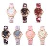 Women Flowers Printed Leather Belt Ladies Quartz Watch Wristwatch