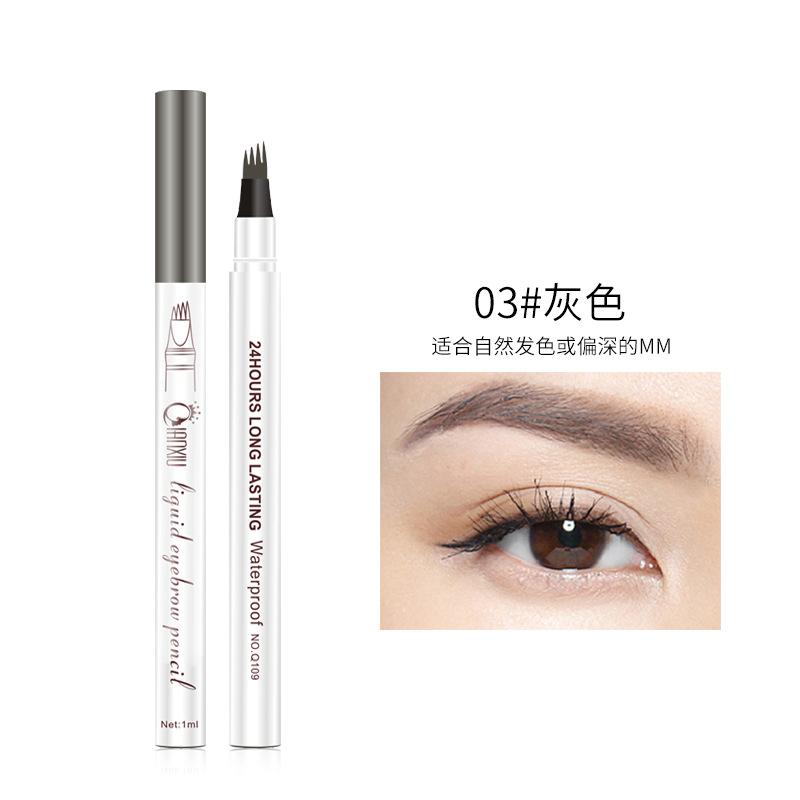 

VIBELY Микрорезной полюс Мелкозернистый карандаш для бровей с четырьмя вилками Водостойкий жидкий карандаш для бровей с четырьмя головками Карандаш для бровей 03