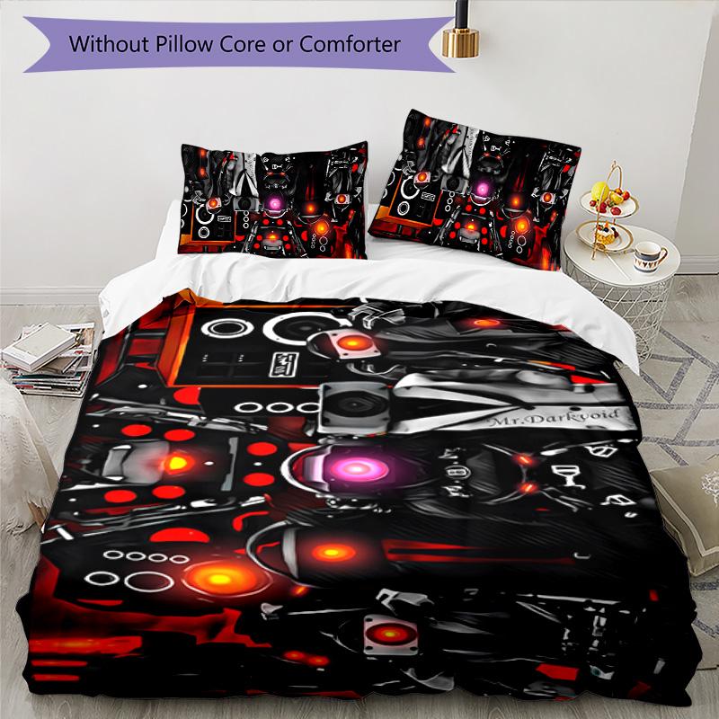 Skibidi Toilet 3pcs Bedding Set Duvet Cover Closure Includes 1 Duvet Cover & 2 Pillowcases for All Seasons Bedroom Home Dorm Decor