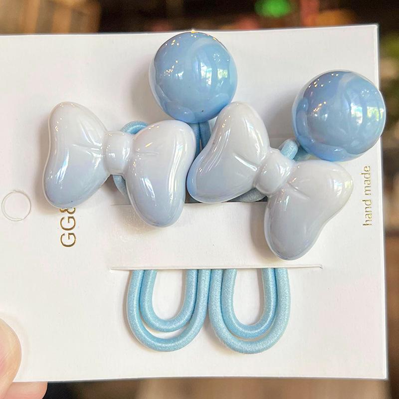 2PCS Lovely Cartoon Gradient Bow Girls Elastic Hair Bands Princess Hair Accessories Children Hair Ties Baby Headwear