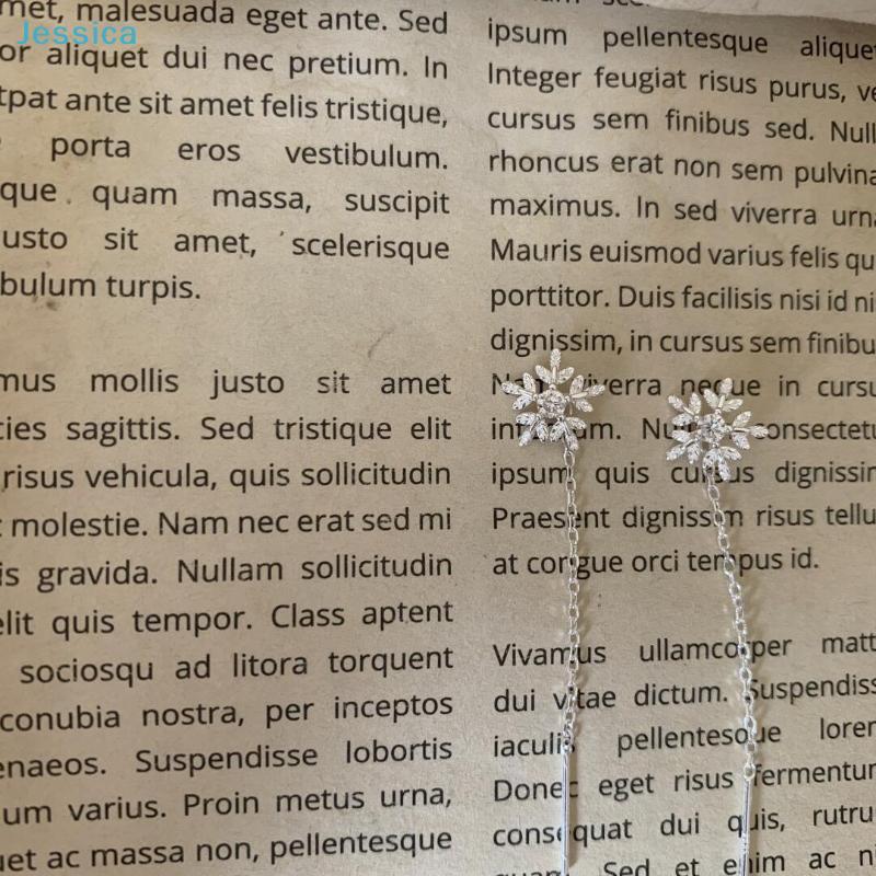 Silver Snowflake Chain Tassel Dangle Earrings for Woman Korean Winter Jewelry Accessory Christmas Gift