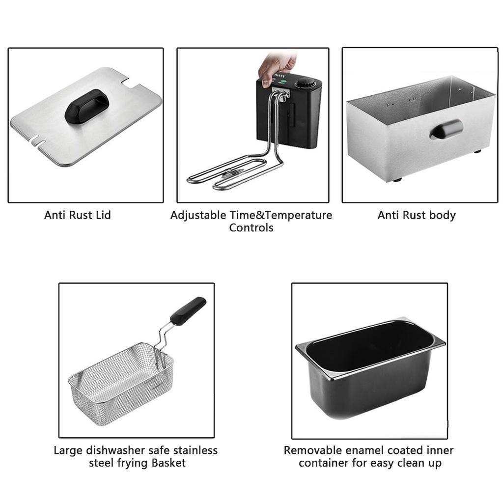 2000W 3.5L Stainless Steel French Fries Chicken Frying Machine Multifunction Kitchen Grill BBQ Tool Electric Deep Fryer
