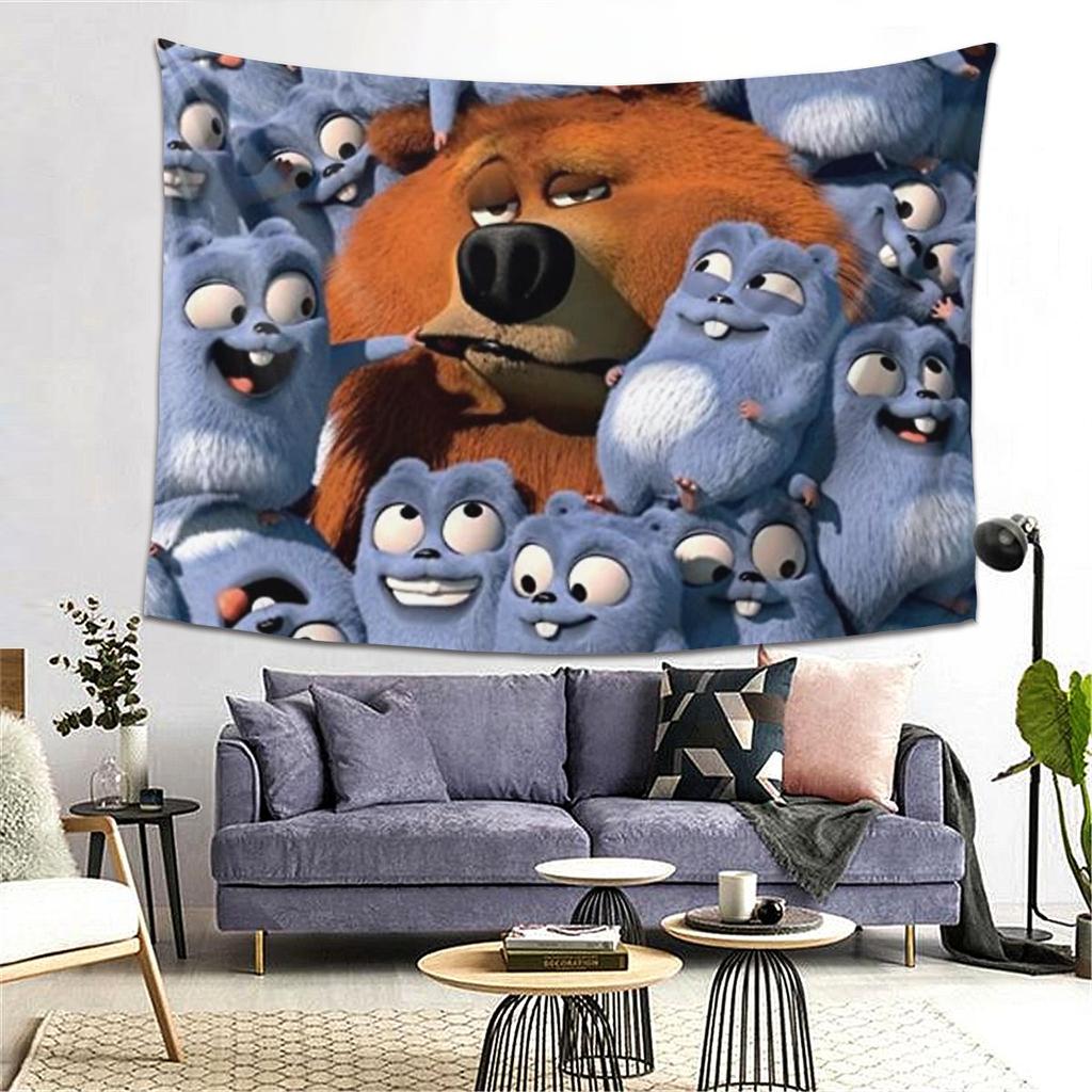 Grizzy And The Lemmings Tapestry Decor Art Aesthetic Tapestries for Living Room Bedroom Home Wall Cloth Wall Hanging