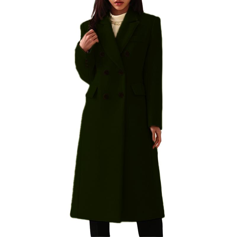 Women's Minimalist Wool Blend Trench Coat - Classic Longline Autumn Winter Overcoat, Knee-Length Tailored Outerwear for Effortless Office To Evening