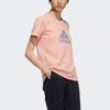 adidas Foil Print Round Neck Sports Short Sleeve T-Shirt Women Tops Pink GP0700