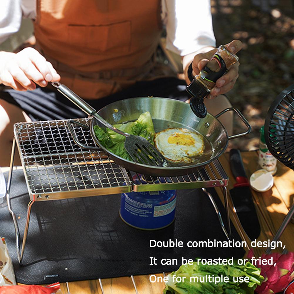 Stainless Steel Camping Pot Holder Portable Camping Stove Stand Folding Grill Table Desk with Storage Bag for Outdoor Travel