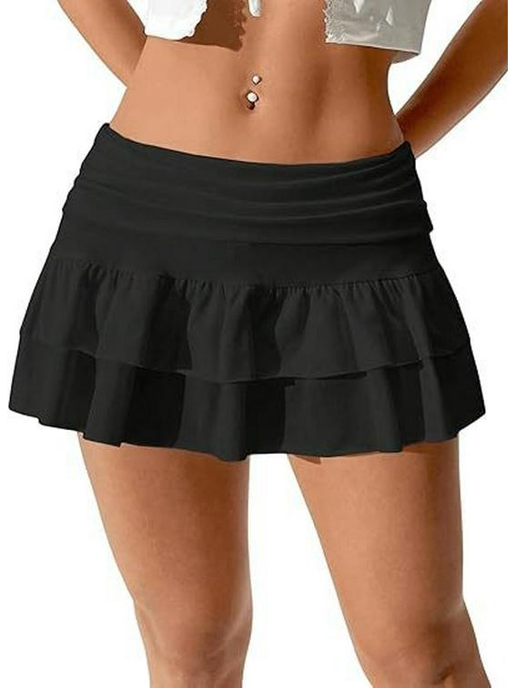 Женская теннисная юбка с двойной оборкой S чёрный