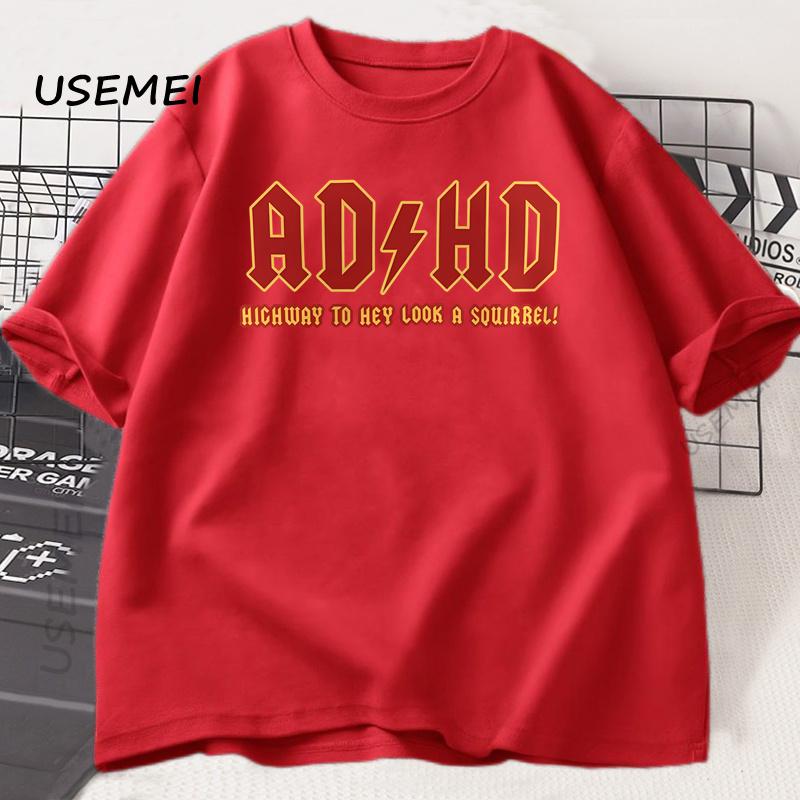 

Funny T Shirt ADHD Highway t-shirt heavy metal rock style printed tshirt cotton short sleeve round neck t shirt mens clothes M