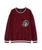Lettered Chenille Patch Crew Neck Size Sweater, Men's, M, 415, Burgundy, 783-2241004