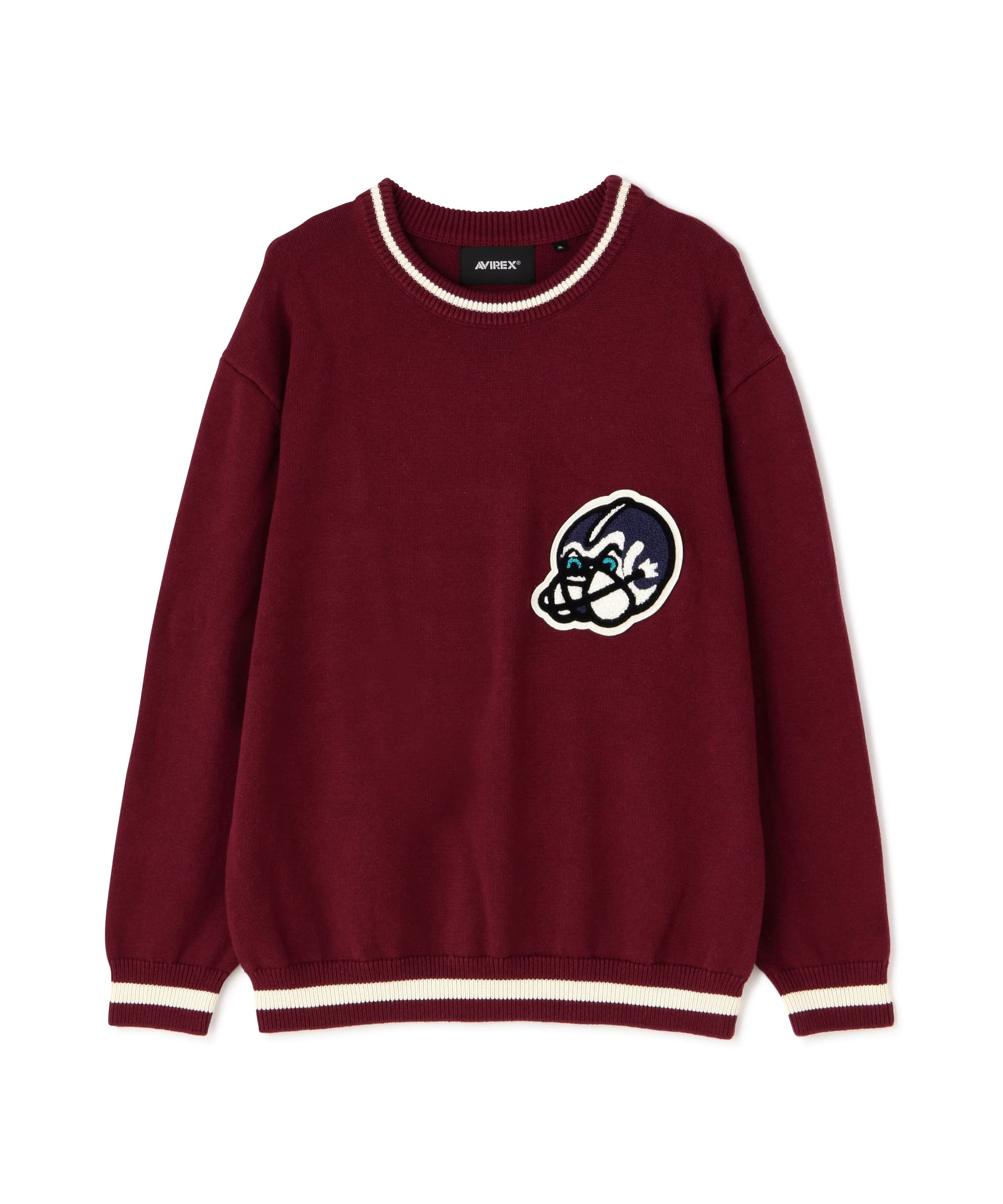 

Avirex Lettered Chenille Patch Crew Neck Size Sweater, Men s, M, 415, Burgundy, 783-2241004