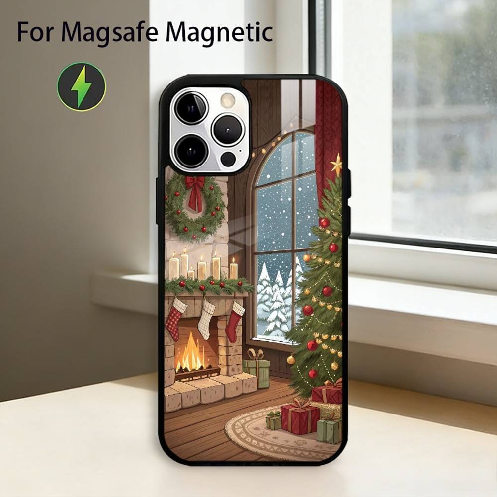 

Christmas Santa Claus Phone Case For iPhone17,16,15,14,13,12,11 Plus,Pro Magnetic with Magsafe Wireless Charging iPhone14PROMAX