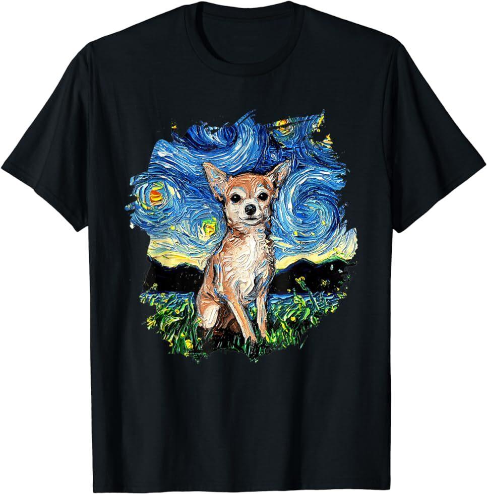 NEW LIMITED Chihuahua Starry Night Dog Lover Art Van Gogh T-Shirt Unisex T-Shirt XXXXL