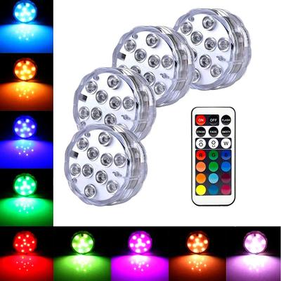 4 LED Uzaktan Kumandalı Sualtı Gece Lambası Havuz Vazo Kase Düğün Parti Dekorasyonu için Pil ile Çalışan Sualtı Gece Lambası