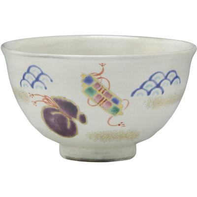 Large Rice Bowl with a Kohiki Treasure Crest, Made by Kagetsu Kiln, Kyoto Ware, Kiyomizu Ware, LKK404-01