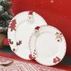 Nordic Ceramics Plate Christmas Gift Santa Claus Embossed Dishes Dessert Plate Western Plate Cake Dessert Plate Home Tableware