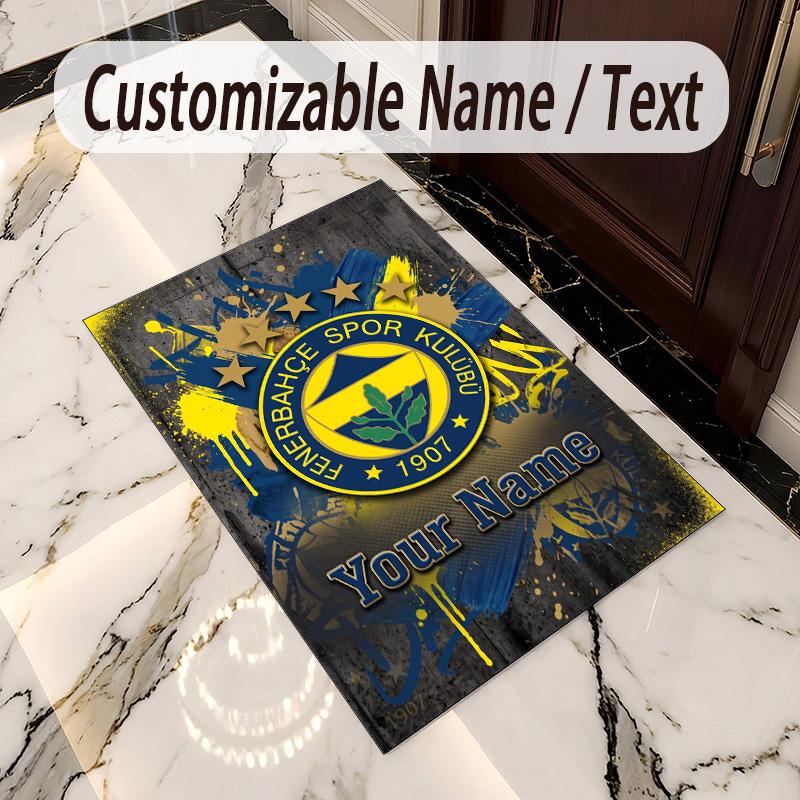 Crystal Velvet Rug Fenerbahçe FC Print Custom Name Text Floor Mat Home Decor