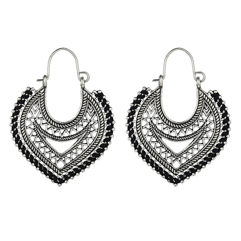 Bohemian Vintage Fashion Rope Wrap Earrings For Women Carved Hollow Geometric Drop Dangle India Earrings Boho Jewelry Wholesale