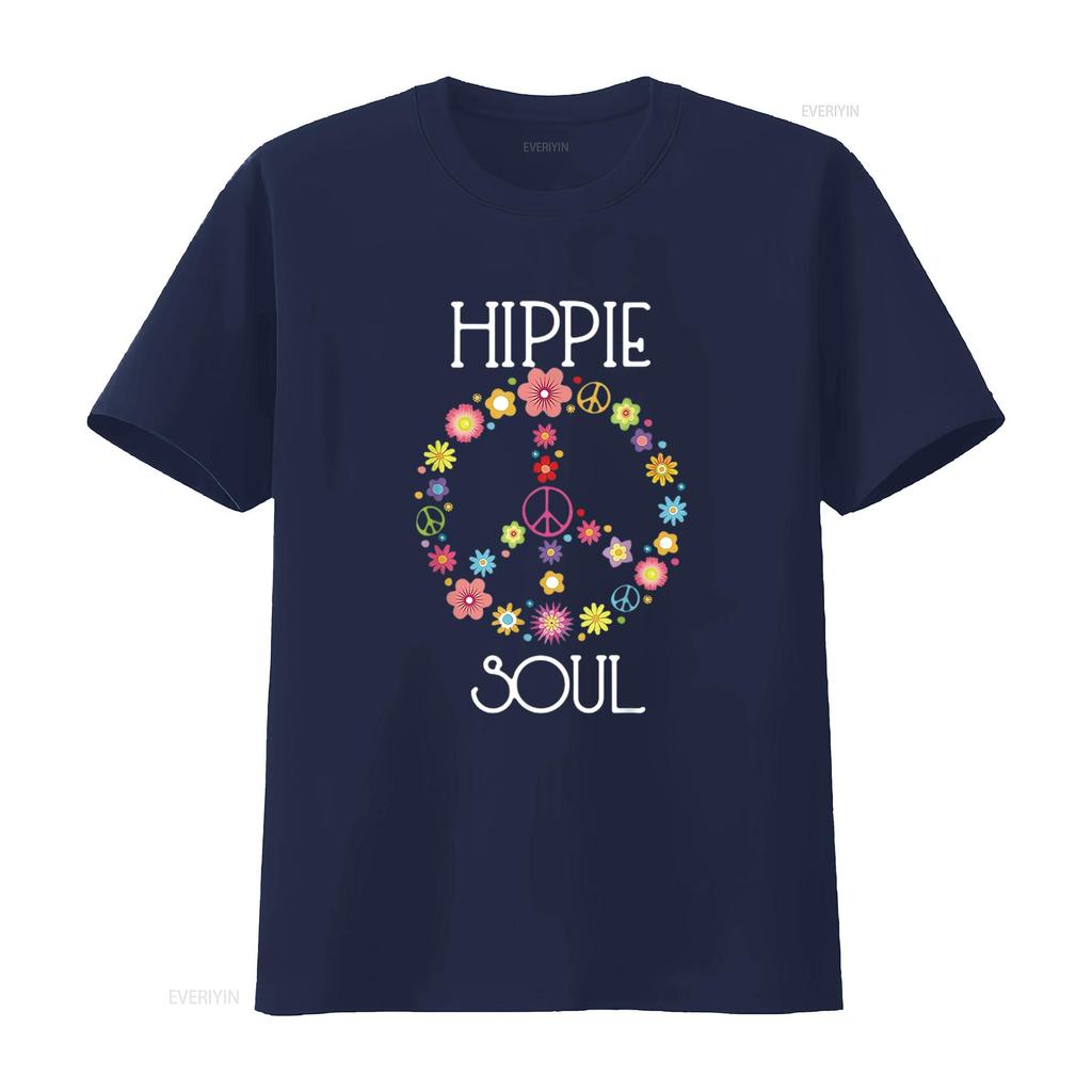 Mens Hippie Soul Flower Power Peace Sign Gypsy 60s 70s T Shirt Black vintage Washed streetwear designer clothes Breathable