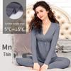 Maternity Fall Pajama Set - Nursing Friendly Cotton Thermal Wear for Pregnancy and Postpartum