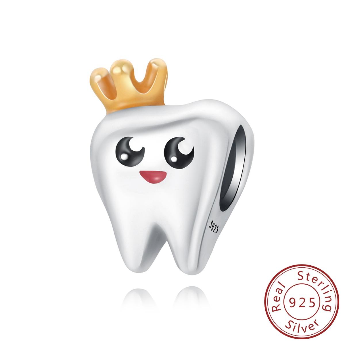 

100% Настоящая Медь Корона Милый Зуб Принц Бусины Шармы Ювелирные Изделия Подходят для Оригинального Браслета Для Женщин DIY Подарок