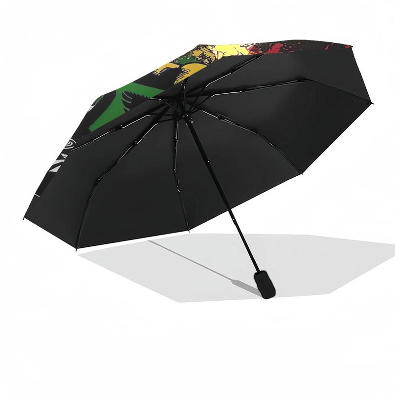 Black Fist Themed Automatic Opening and Closing Umbrella, Compact Travel Umbrella, Lightweight and Portable, Suitable for Beach Commuting Bu