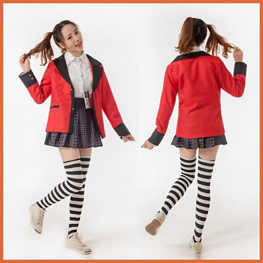 Anime Kakegurui Yomotsuki Runa Cosplay Kostüm Jas JK Schule Uniformen Jas Hoodie Halloween Karneval Kleidung