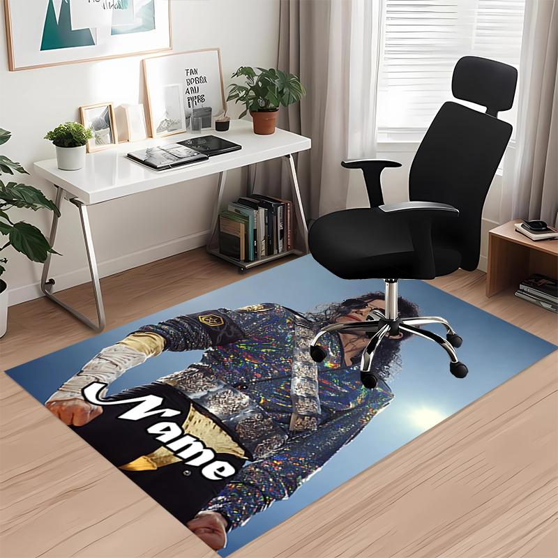 Custom Name Michael Jackson Printed Carpet, for Office Chair Living Room Bedroom Kitchen Room Decor Gifts.