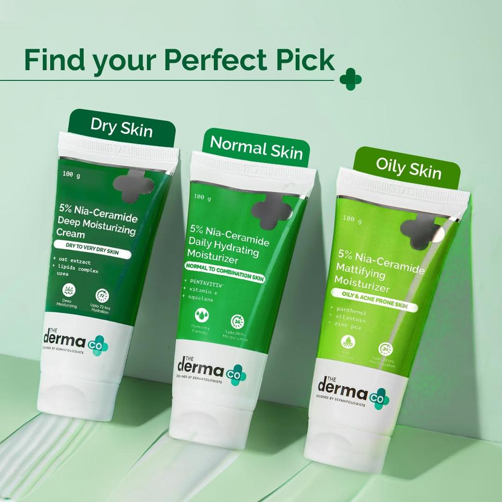 La Crema Hidratante The Derma Co 5% Niacinamida-Ceramida 100g | Hidratación 72h para Piel Seca