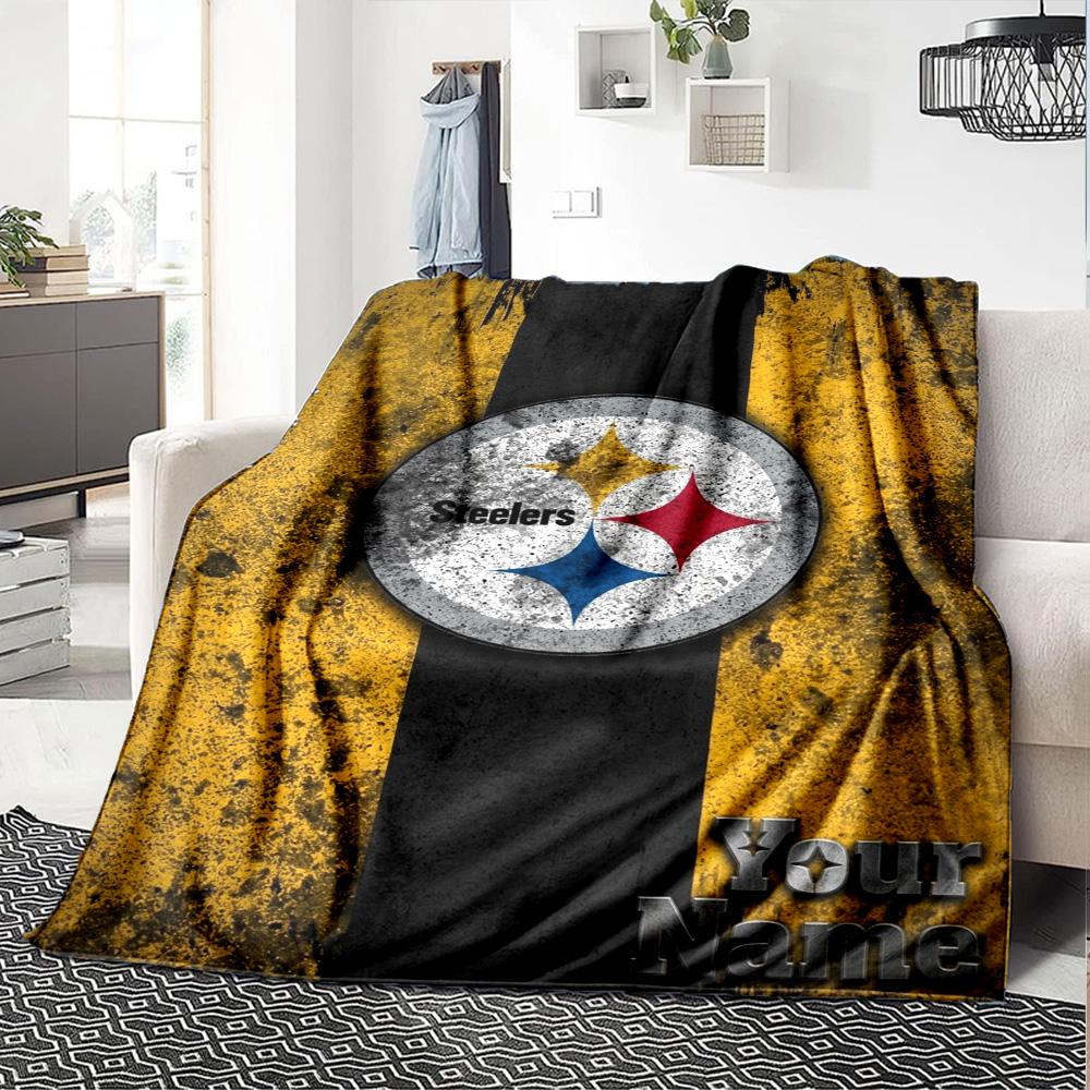 Name Custom Pittsburgh Steelers Print Flannel Blanket High Quality Warm Comfortable Cover for All Seasons Perfect for Gifts Home Decor