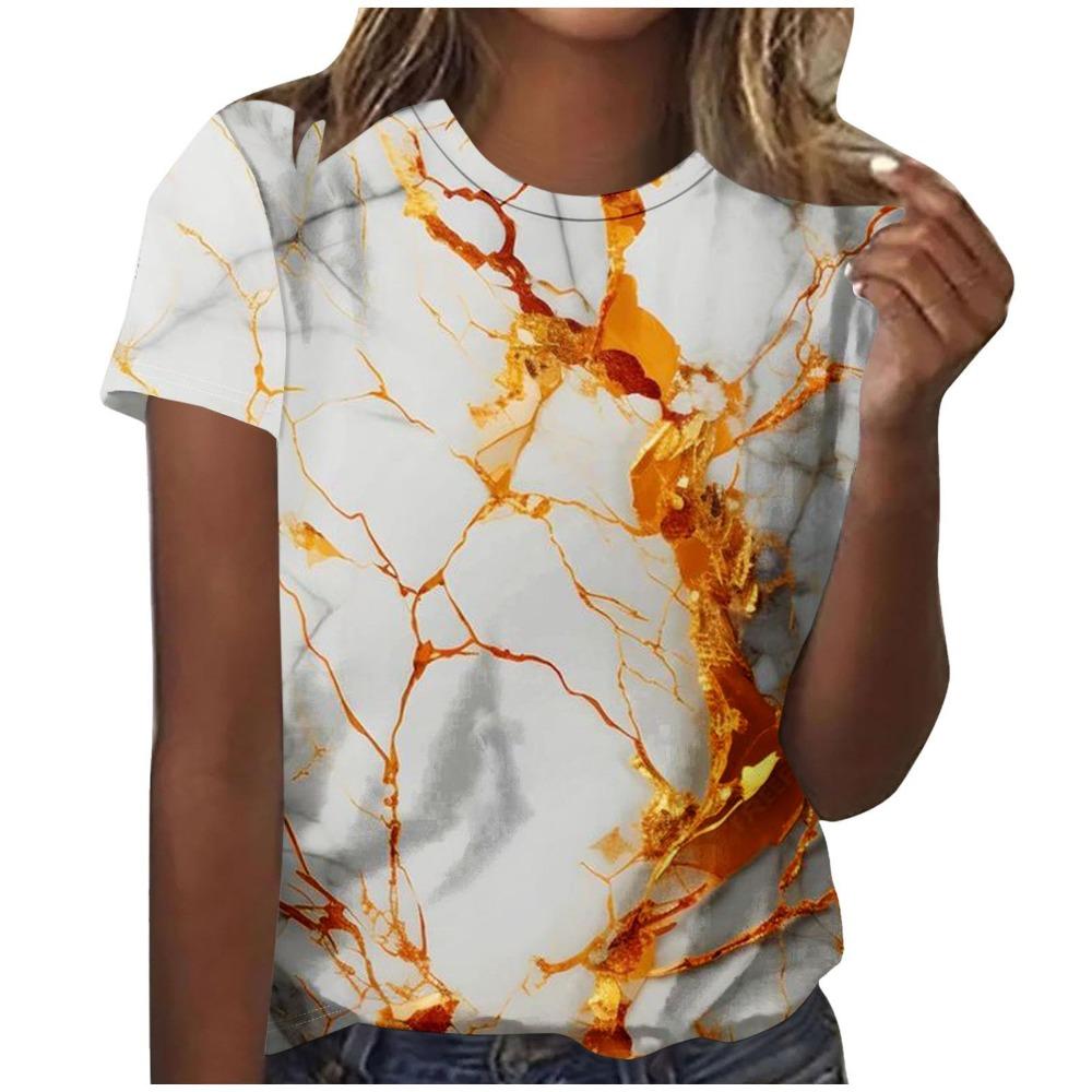 New Marble Graphic T-Shirts Gradient 3D Print Women O-Neck Short Sleeve T Shirt Y2k Harajuku Oversized Tees Top Female Clothing