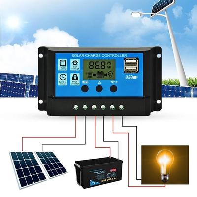 30A Solarladeregler, automatische Identifikation, PWM-Parameter, einstellbares LCD-Display, Solarregler, zwei USB-Anschlüsse mit optischem Verzögerungsmodus