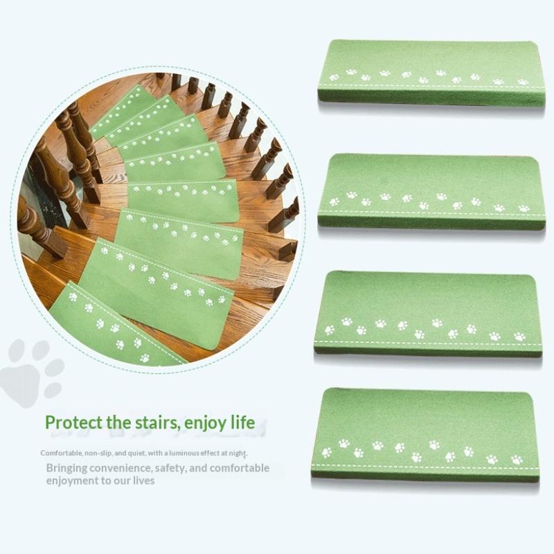 Self Adhesive Luminous Bear Claw Stair Mat Washable Safety Mute Step Anti-Slip Pad Water Absorbing Step Rug Carpet Stair