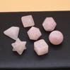 7Pcs/Set Fashion Natural Rose Quartz Ornament Decoration,Home Decor Mini Furnishings Jewelry Gifts 18x22mm