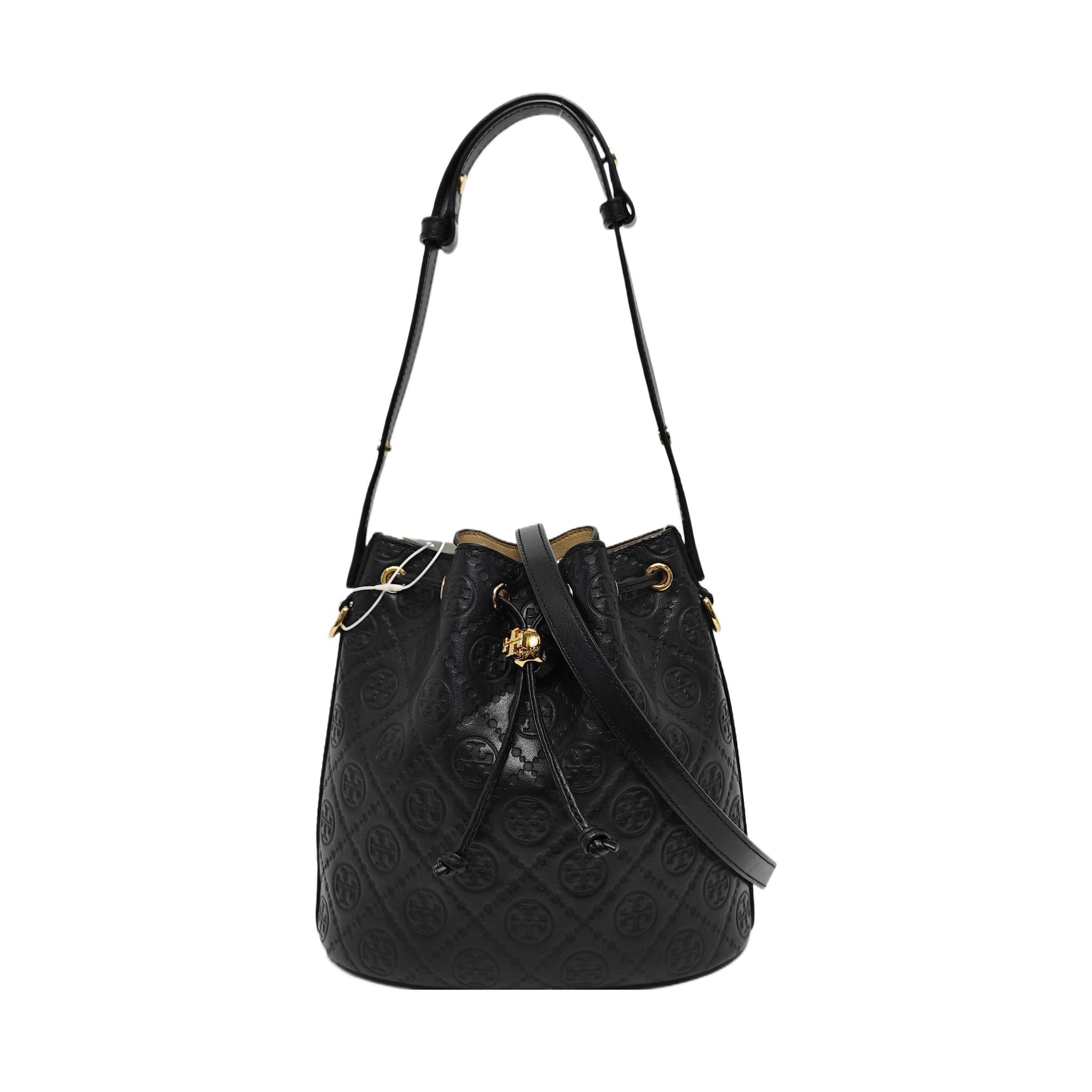 [Pre-Owned] T Monogram Embossed Letter Combination Leather Bucket Bag - Very Good #1WQBWOJ ONE SIZE