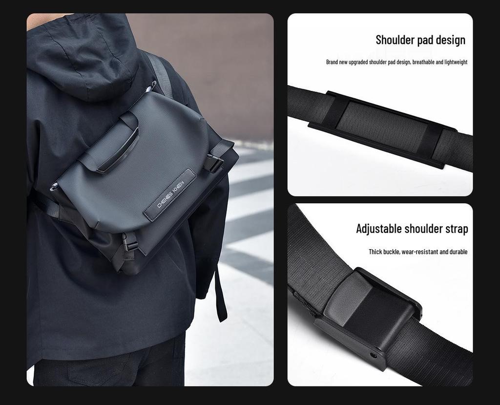 Men's Ins Trend Functional Messenger Bag - Workwear Motorcycle Backpack & Crossbody Shoulder Bag