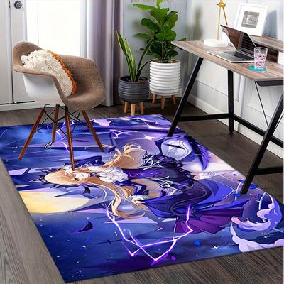 Biurowy Dywan Fantasy Postać Anime z Błyskawicami i Gwiazdami Idealny do Ochrony Kanapy lub