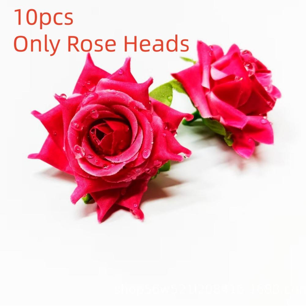 10pcs 3D Dew Drops Artificial Rose DIY Elegant Flower Arrangement  Home Decor