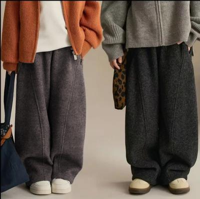 Passende Outfits Jungen Mädchen Woll-Hose mit weitem Bein Western-Stil Kinder Freizeithose Mama Kinder Gerade Hosen