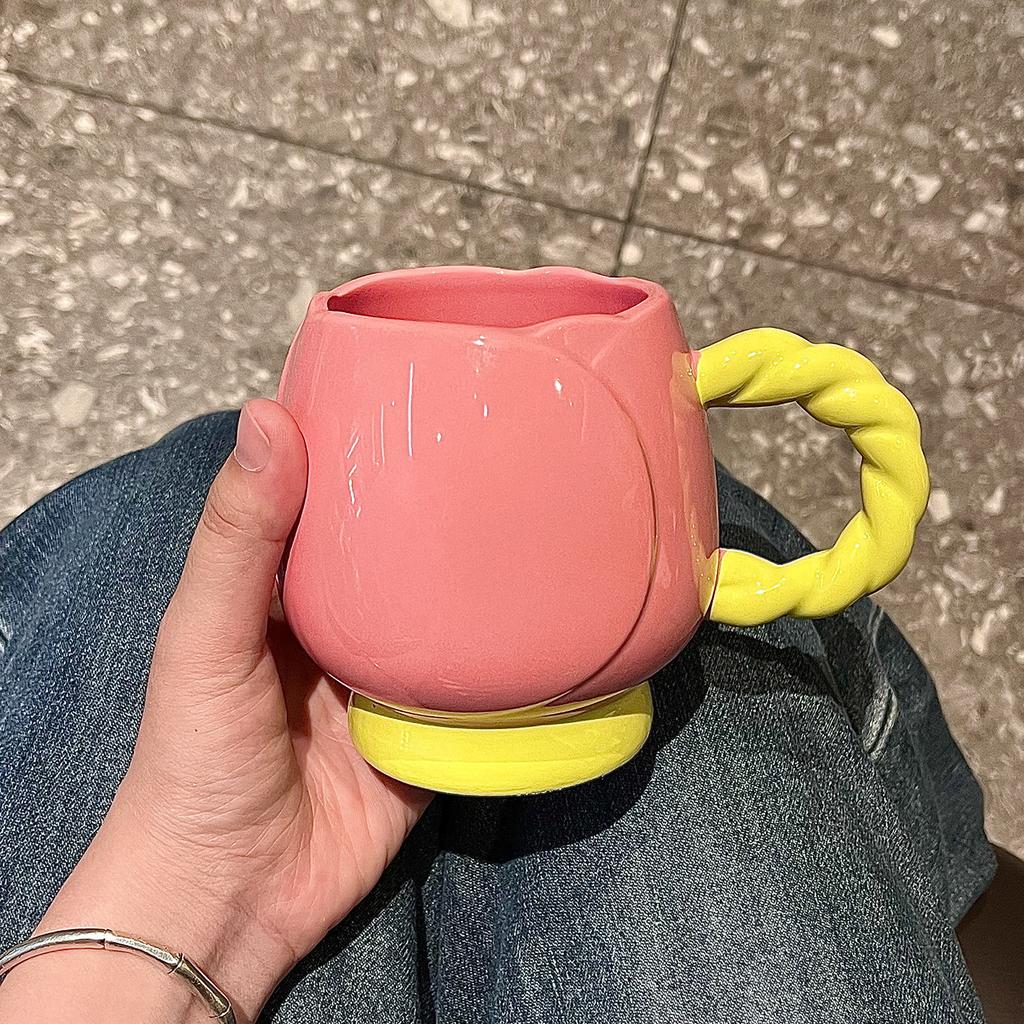 Tulip mug high value ins wind girl heart cup ceramic water cup home office coffee teacup