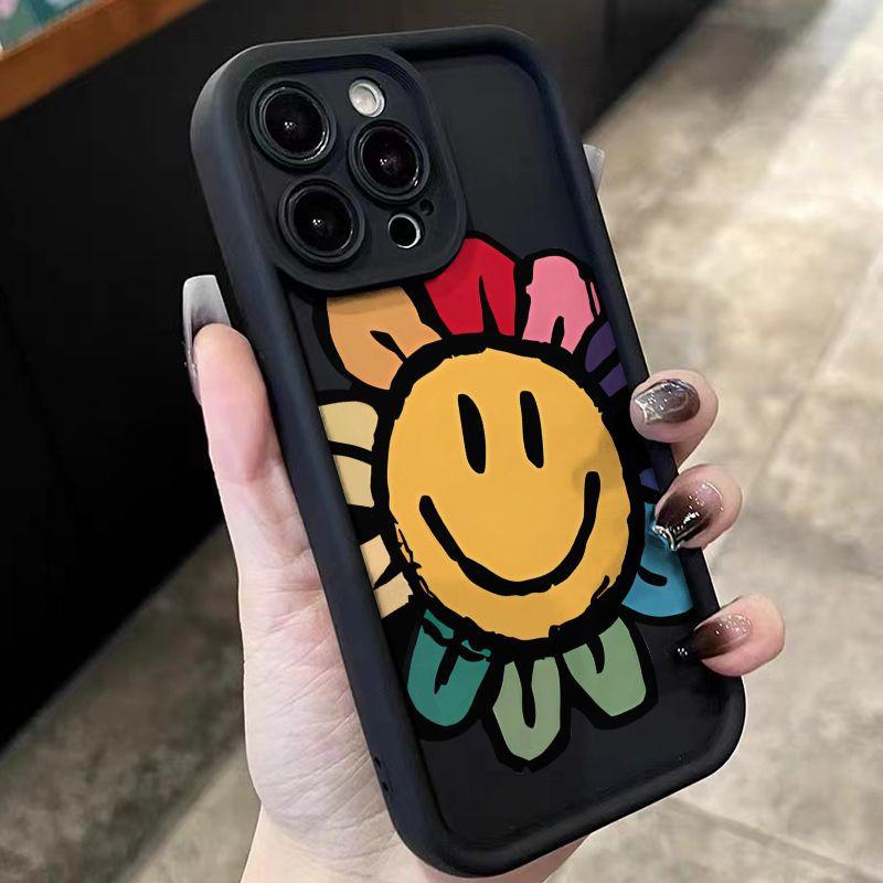 Color smiley face sunflower iPhone17Promax mobile phone case ladder suitable for Apple 16promax sky eye 15