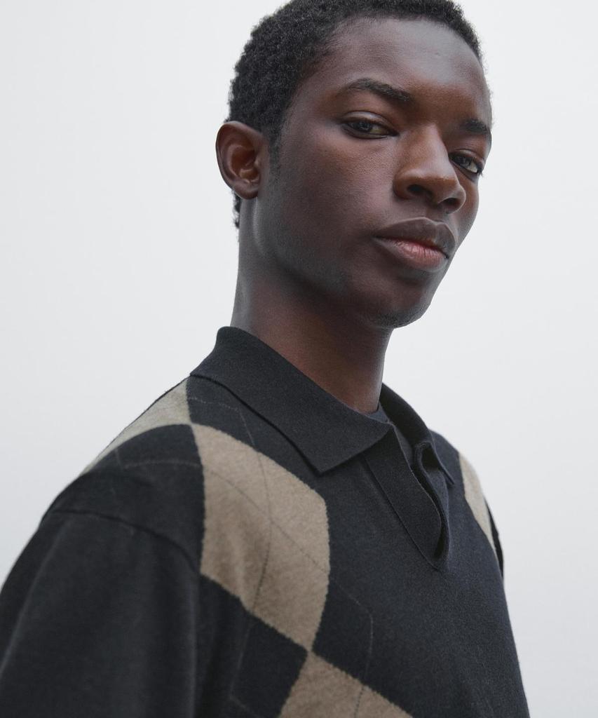 Masimodutti Wool Blend Diamond Jersey Polo