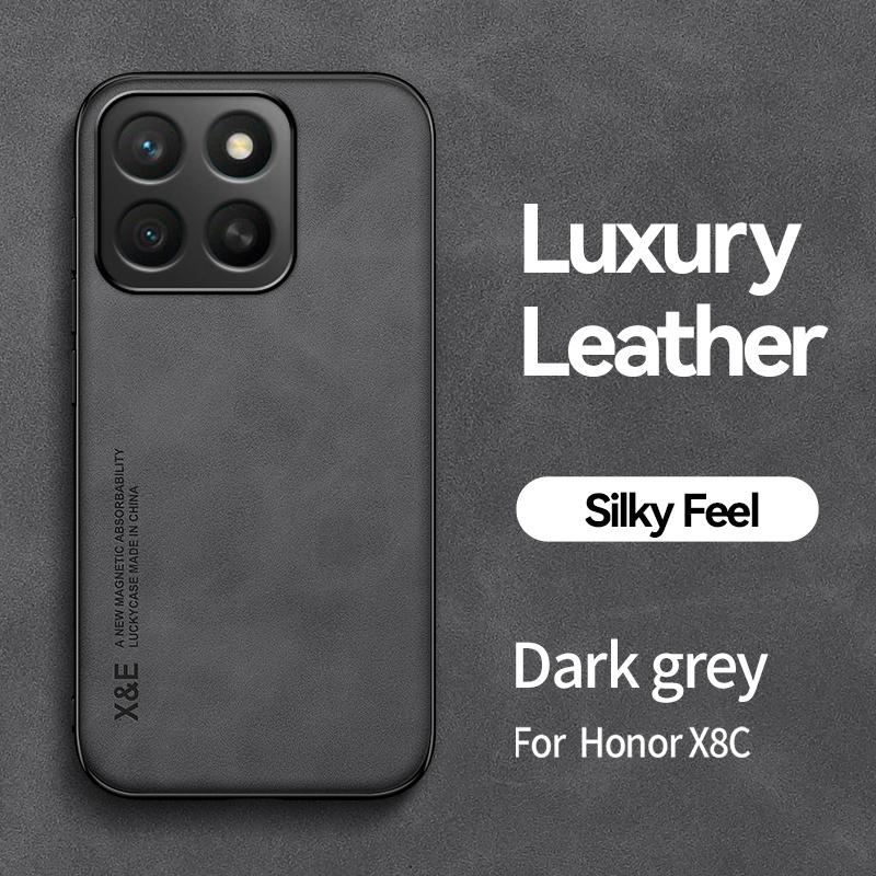 For Honor X8c 4G Case Leather Car Magnetic Holder Phone Cases for Honor X8 c X 8c HonorX8c 4G Soft TPU Frame Protect Back Cover