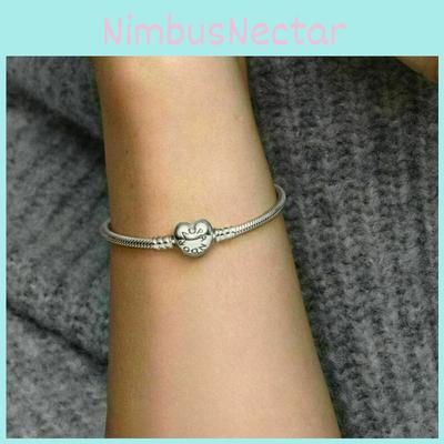 Stylish And Romantic Pandora Heart Clasp Charm Bracelet With Snake Chain And Box